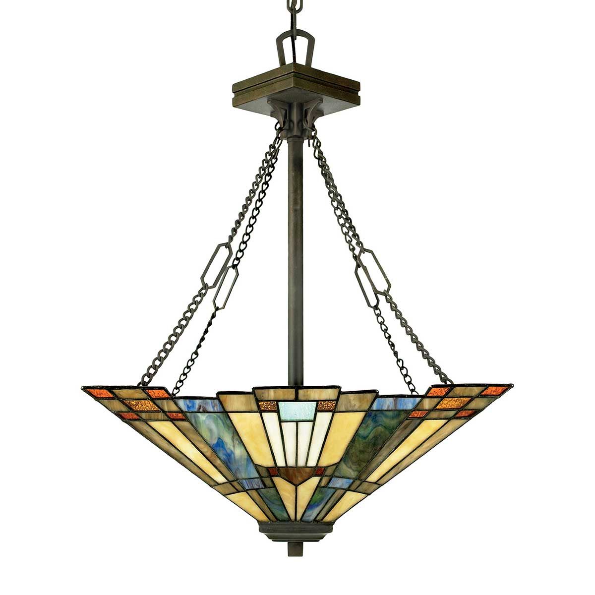 Inglenook Tiffany-Style Arts and Crafts Stained Glass Pendant Lamp