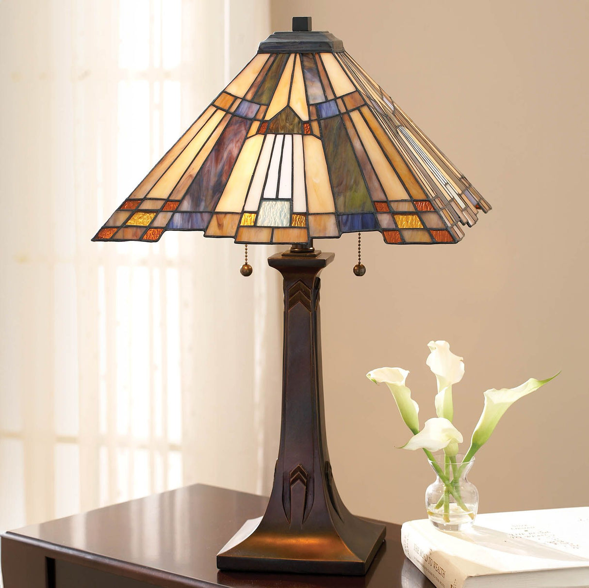 Inglenook Art Deco Tiffany Stained Glass Table Lamp