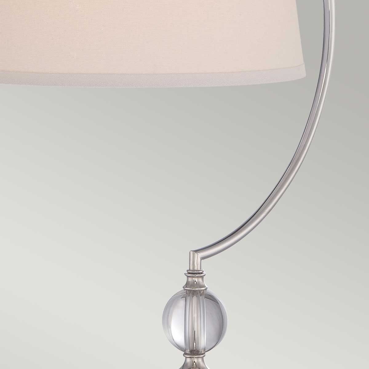 Jenkins Polished Nickel Tiffany Glass Table Lamp with Cream Linen Shade