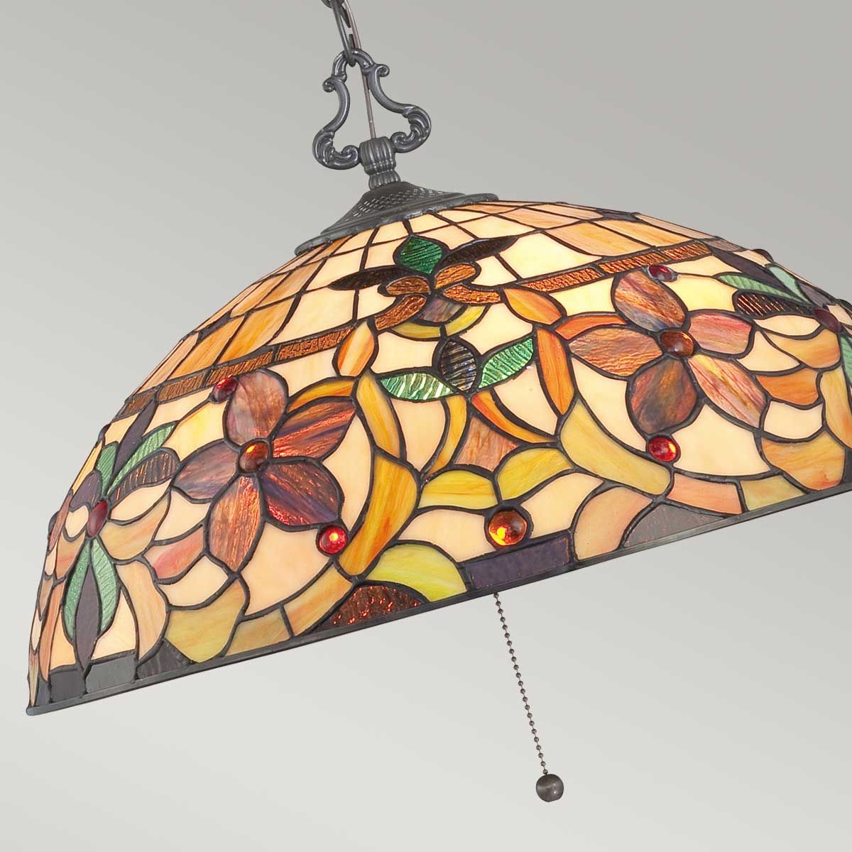 Kami Art Nouveau Stained Glass Pendant Light