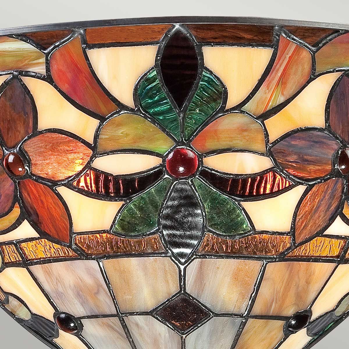 Art Nouveau Stained Glass Wall Sconce in Vintage Bronze Finish