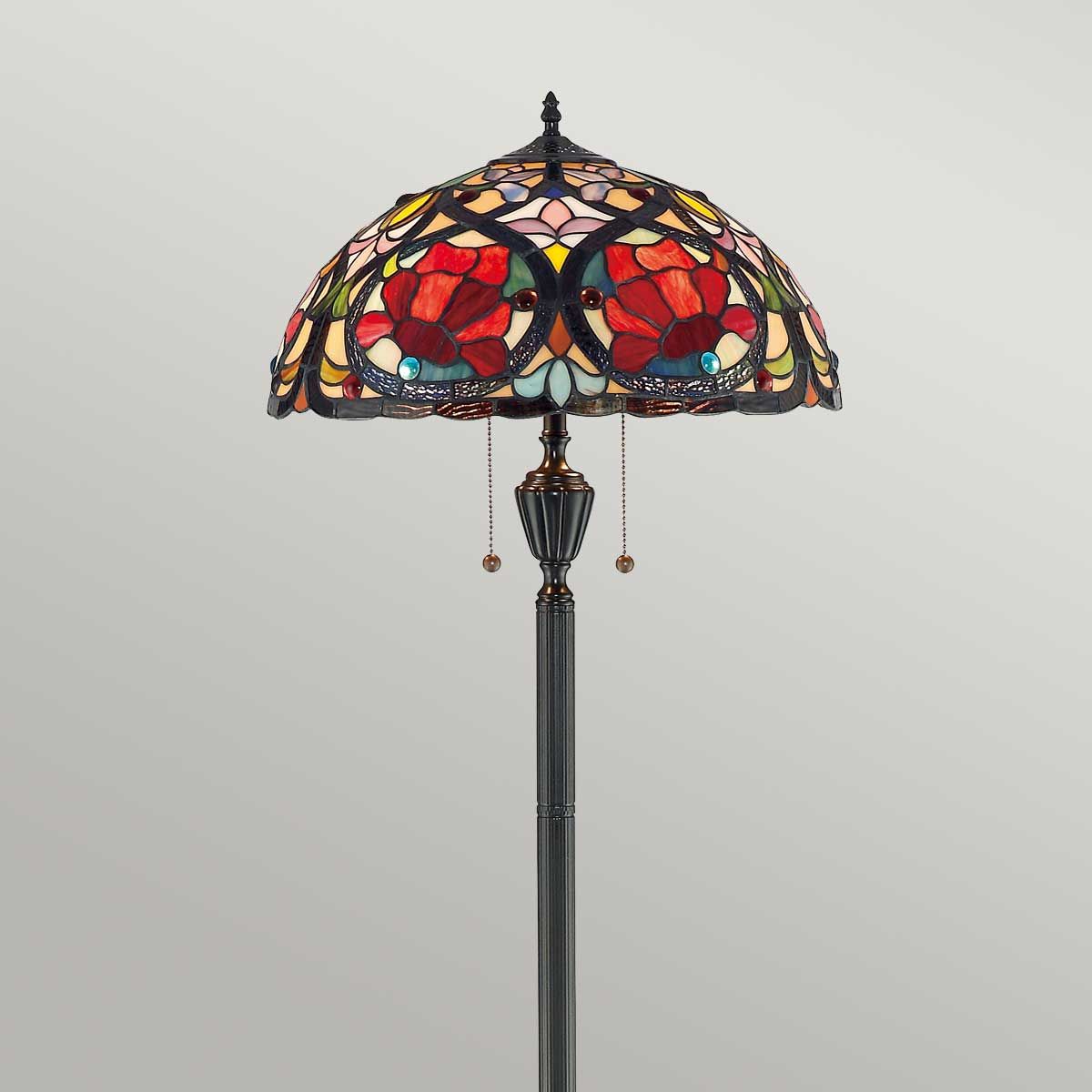 Larissa Art Nouveau Stained Glass Floor Lamp in Vintage Bronze