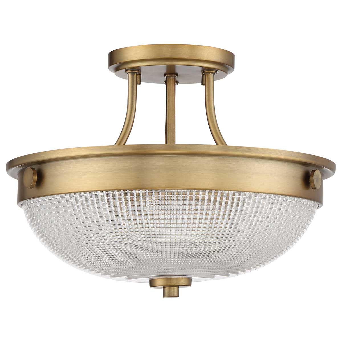 Mantle Dual Light Semi-Flush Fixture - Antique Brass Finish