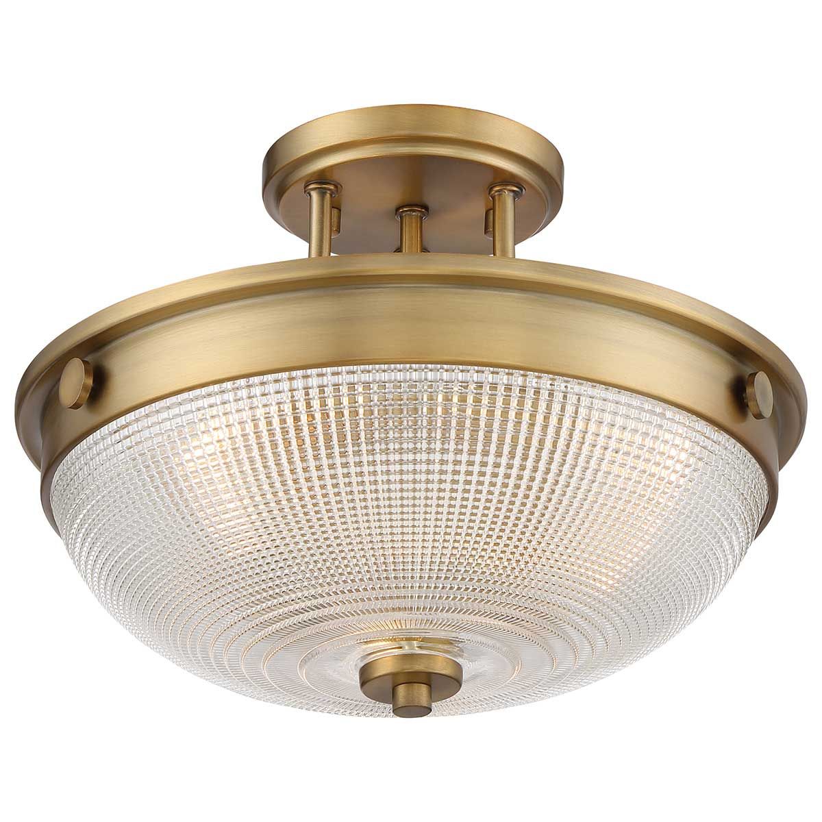 Mantle Dual Light Semi-Flush Fixture - Antique Brass Finish