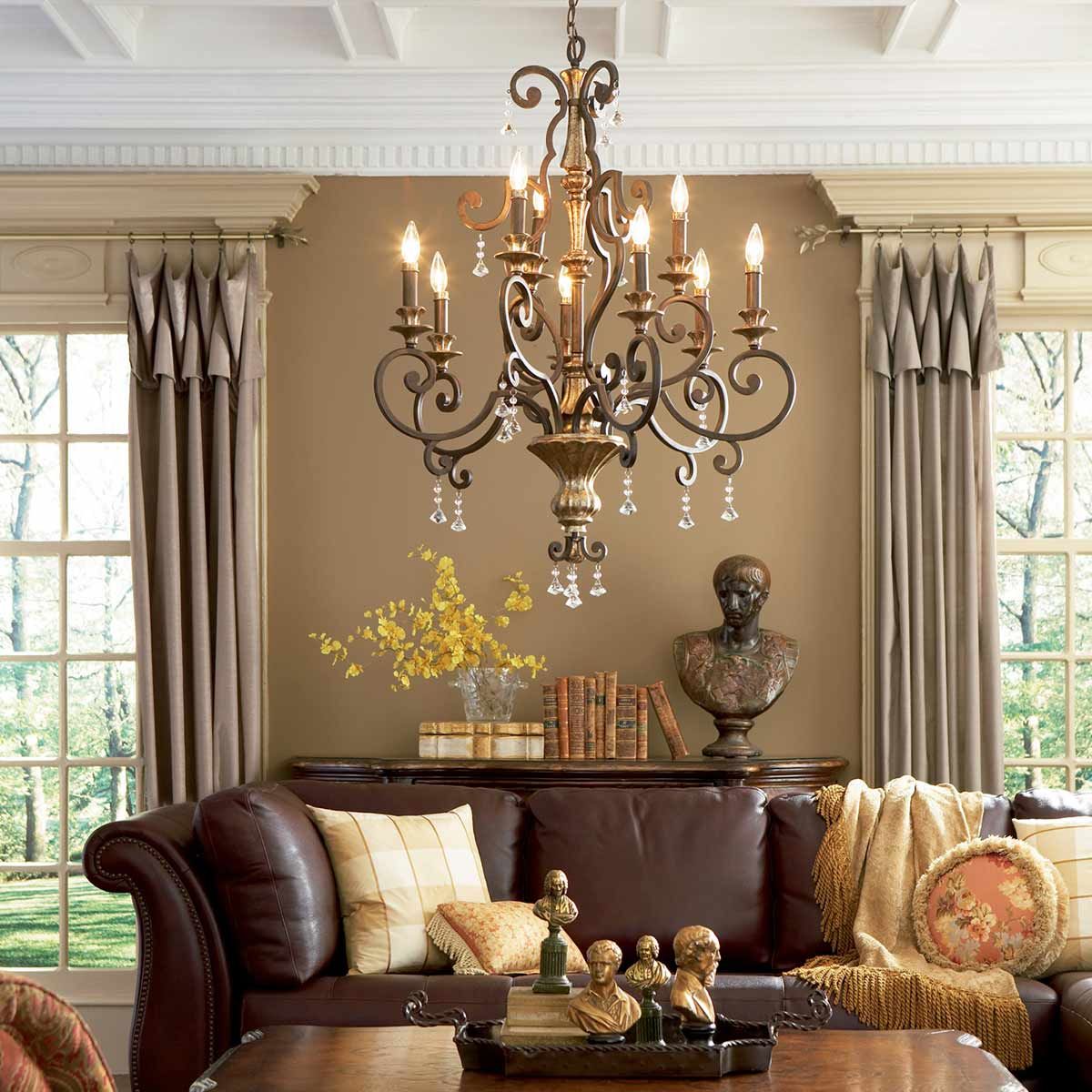 Elegant Regency 9-Light Brass Chandelier