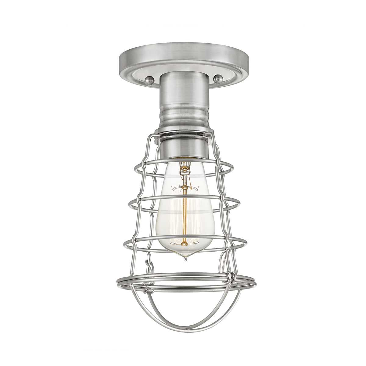 Mixon Industrial Cage Ceiling Light in Brushed Nickel