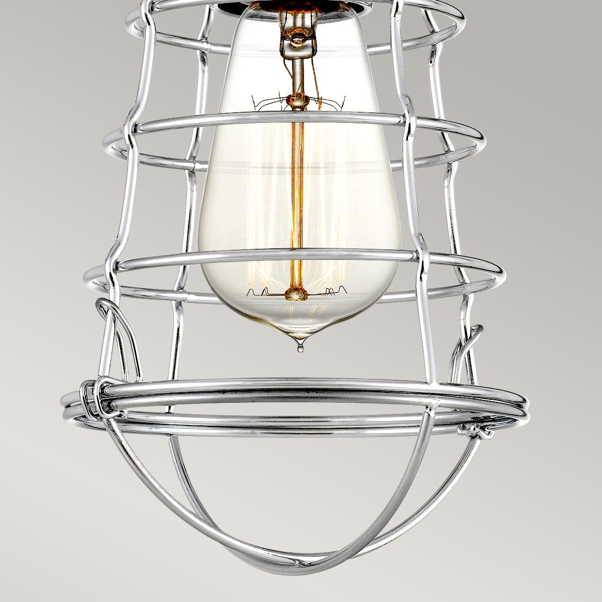 Mixon Industrial Chrome Cage Light Fixture