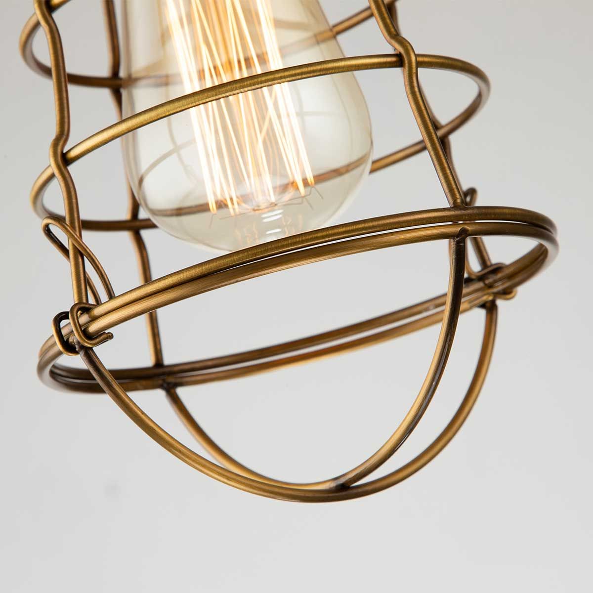 Mixon Industrial Cage-Style Weathered Brass Ceiling Light