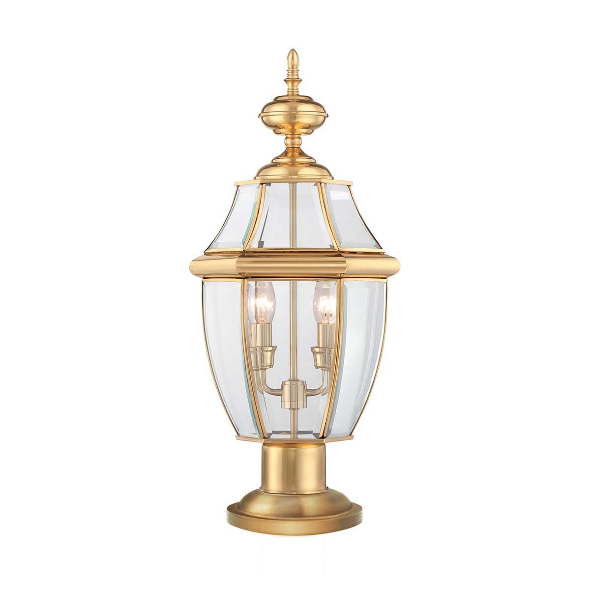 Elegant Newbury Polished Brass Outdoor Pedestal Lamp
