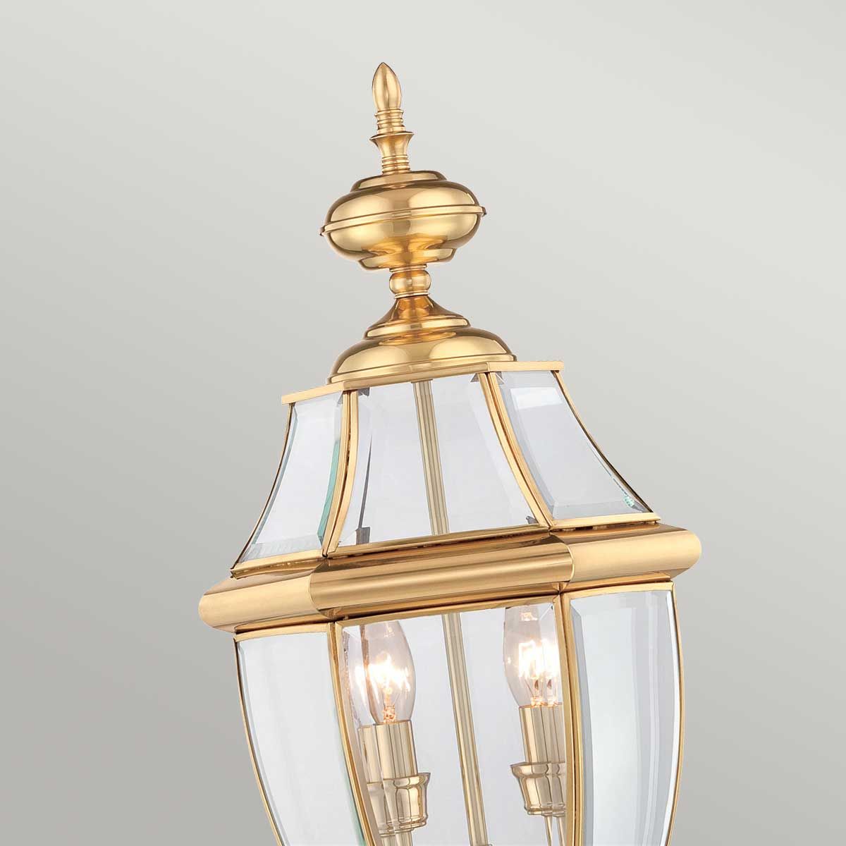 Elegant Newbury Polished Brass Outdoor Pedestal Lamp