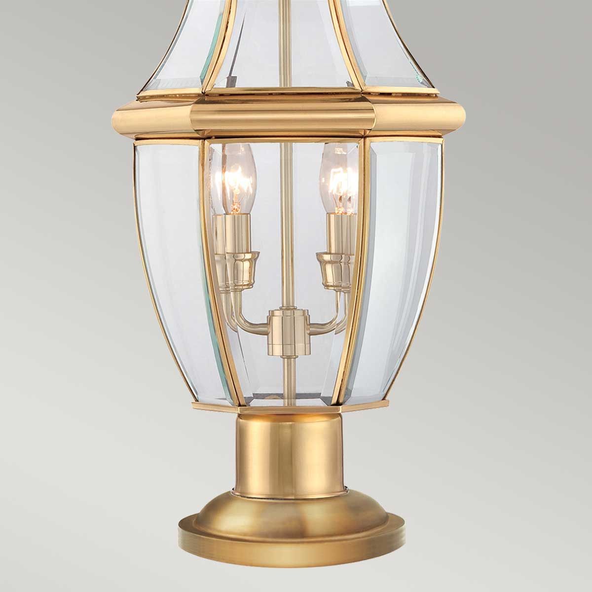 Elegant Newbury Polished Brass Outdoor Pedestal Lamp