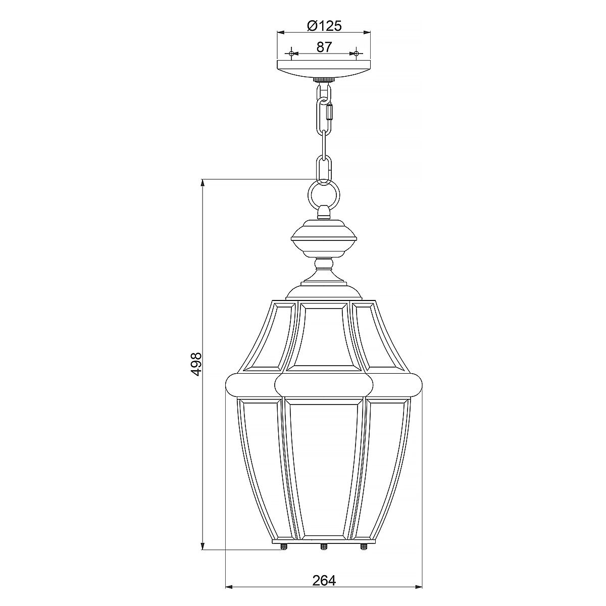 Newbury Grand Chain Lantern in Antique Copper Finish