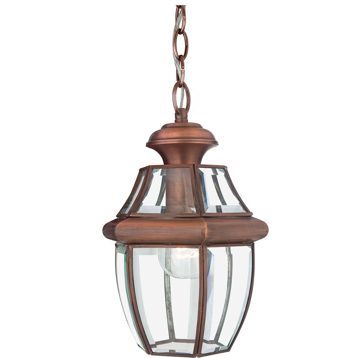 Elegant Aged Copper Outdoor Chain Lantern - Newbury Collection