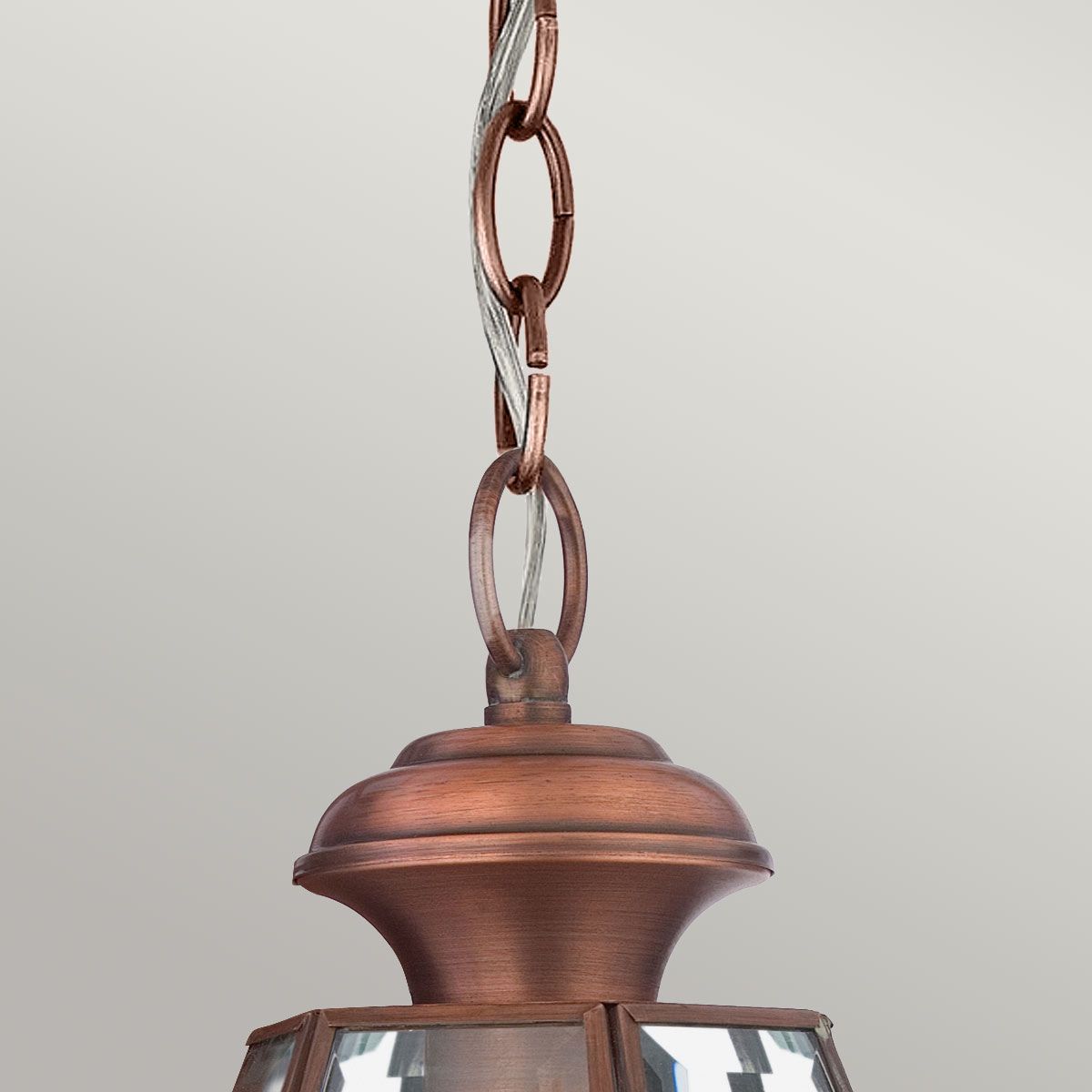 Elegant Aged Copper Outdoor Chain Lantern - Newbury Collection