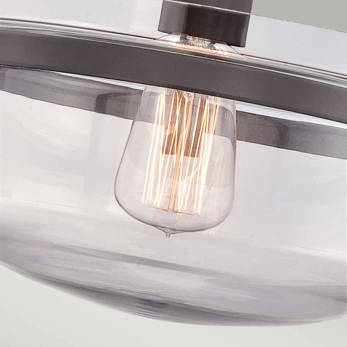Vintage Bronze and Glass Pendant Ceiling Light