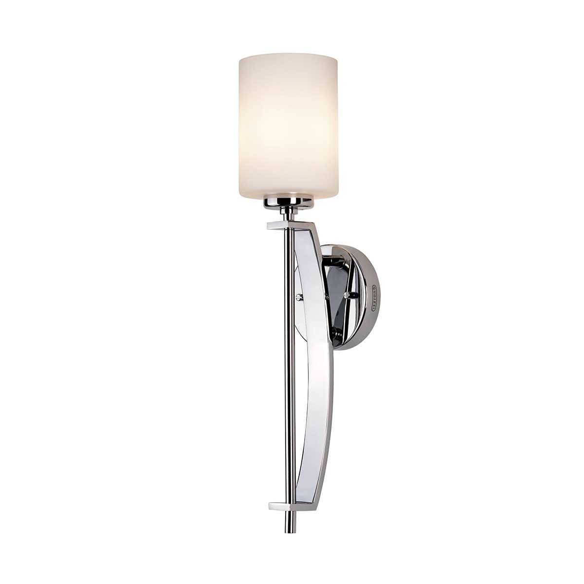 Taylor Collection: Large Polished Chrome Wall Light with Opal Etched Glass