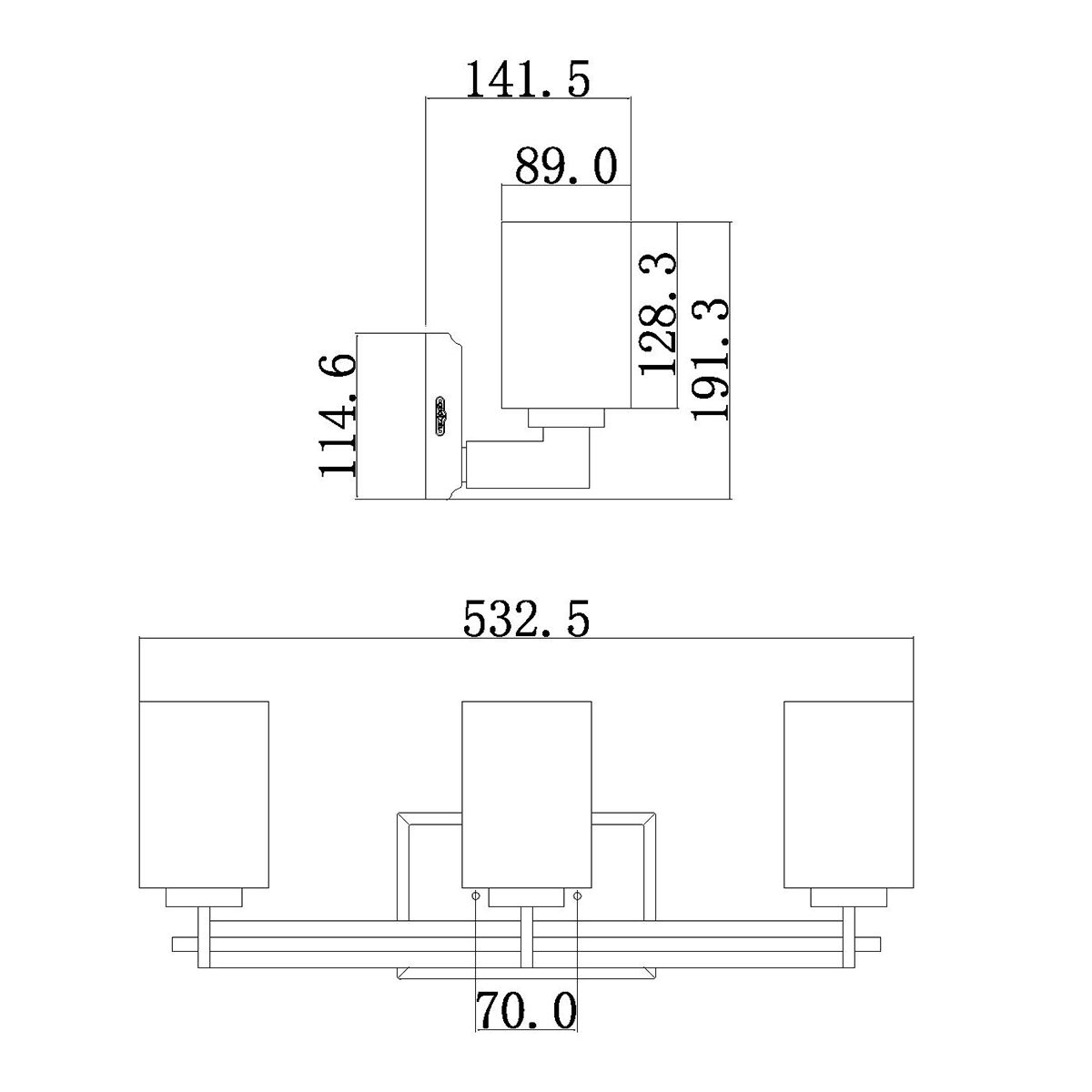Taylor Polished Chrome Triple LED Mirror Light