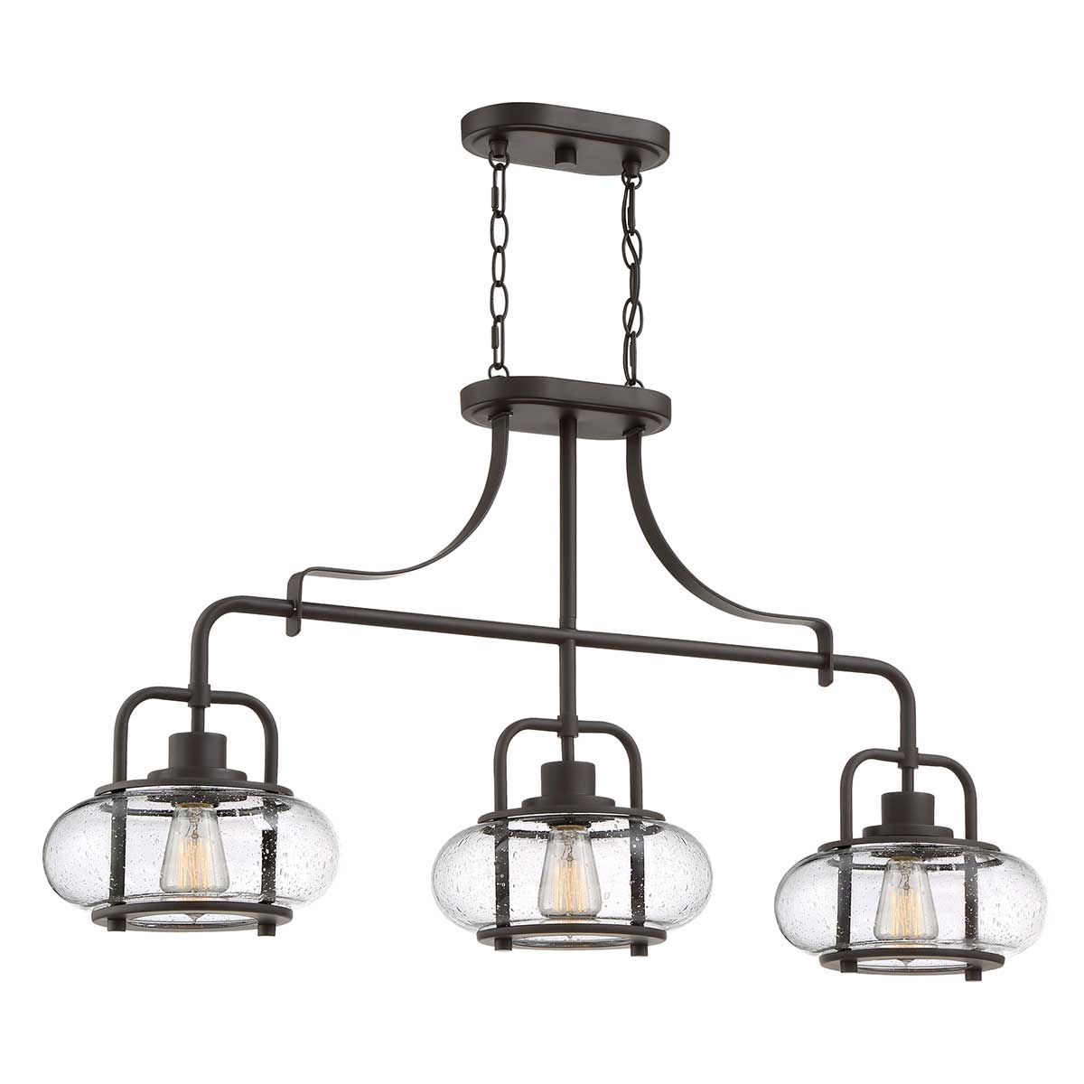 Vintage Elegance: Trilogy 3-Light Island Pendant in Olde Bronze