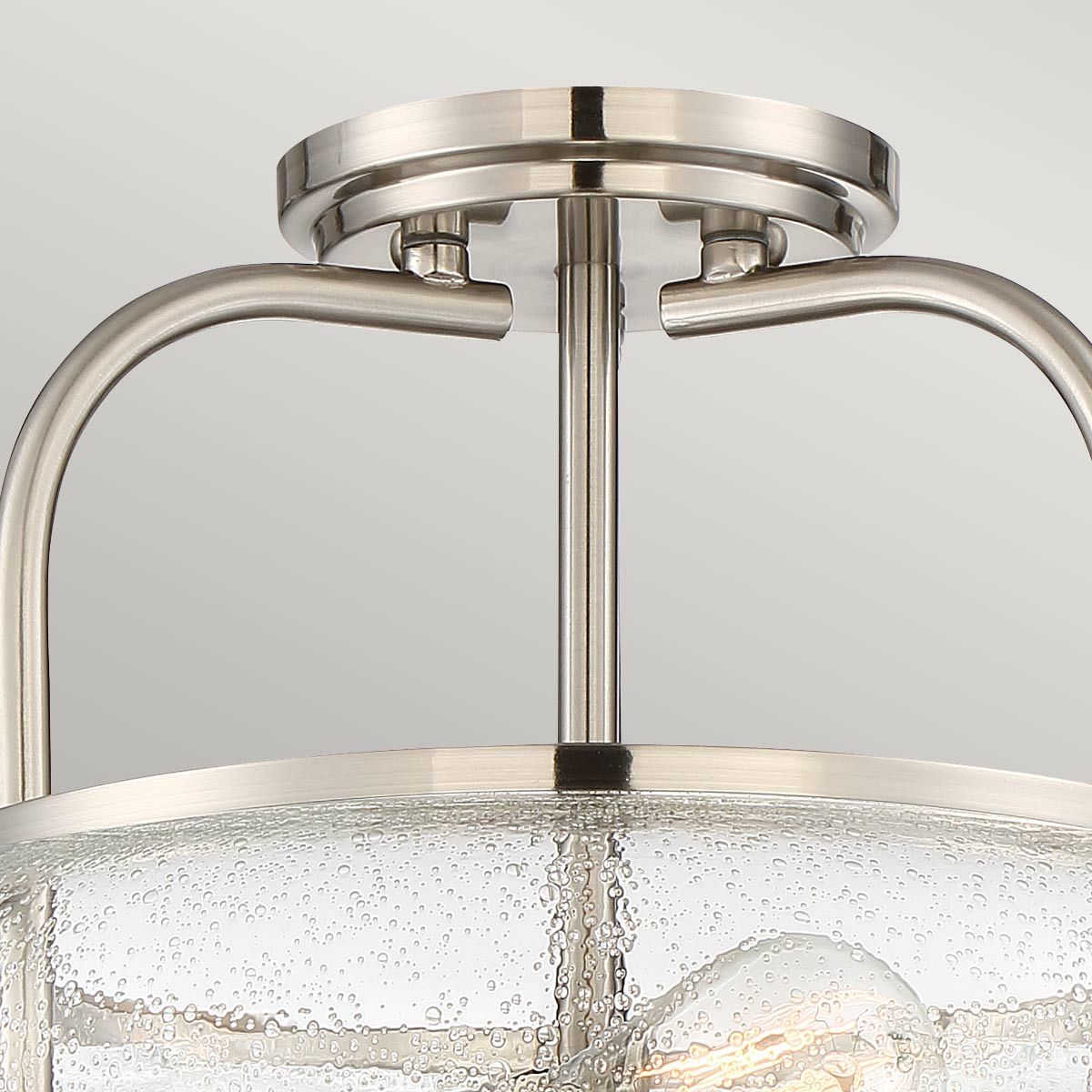 Trilogy Brushed Nickel Semi-Flush Ceiling Light with Seeded Glass Shade