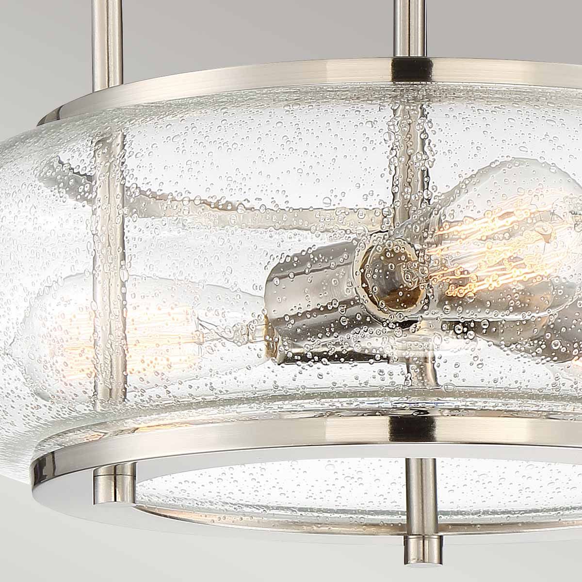 Trilogy Brushed Nickel Semi-Flush Ceiling Light with Seeded Glass Shade