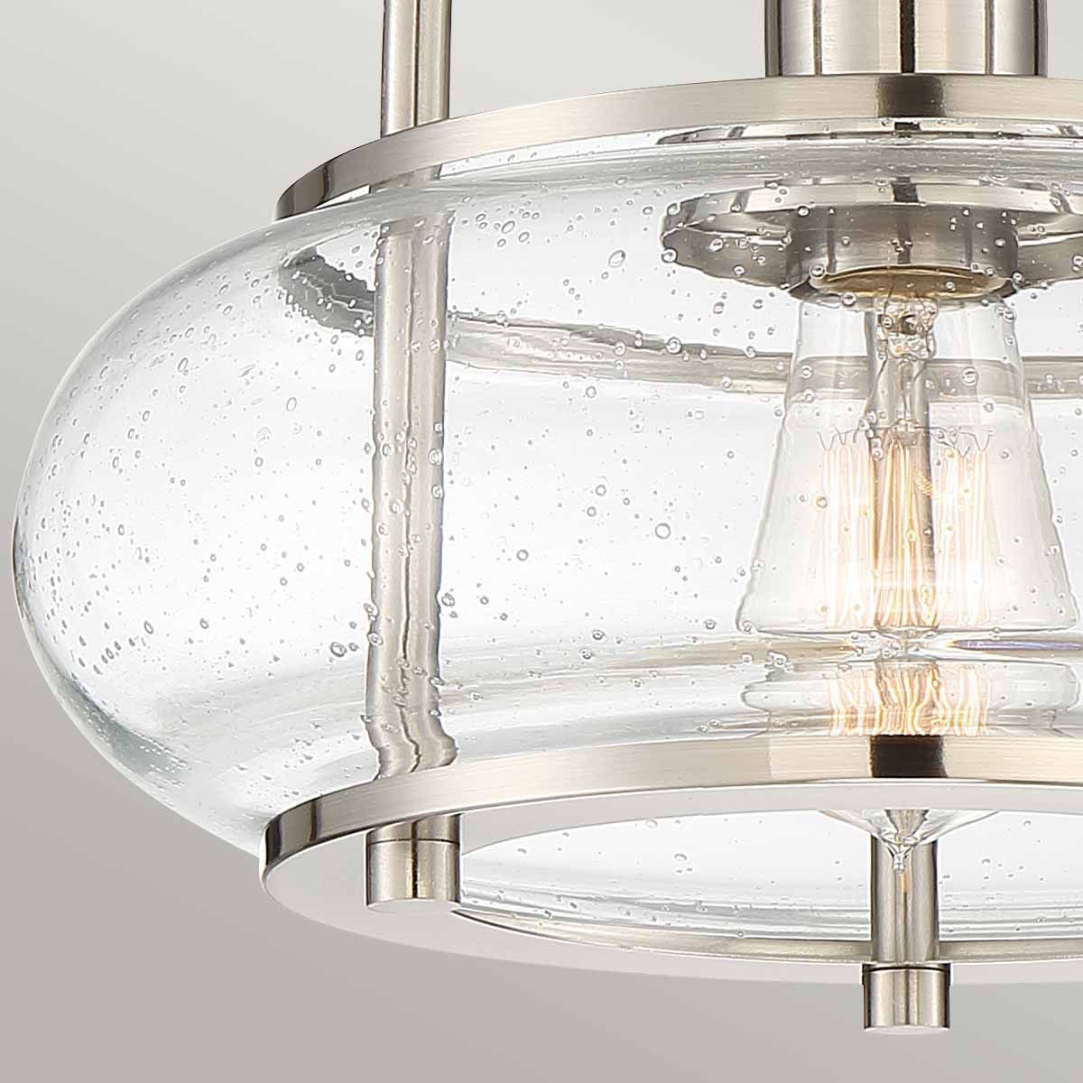 Trilogy Brushed Nickel Semi-Flush Ceiling Light with Seeded Glass Shade