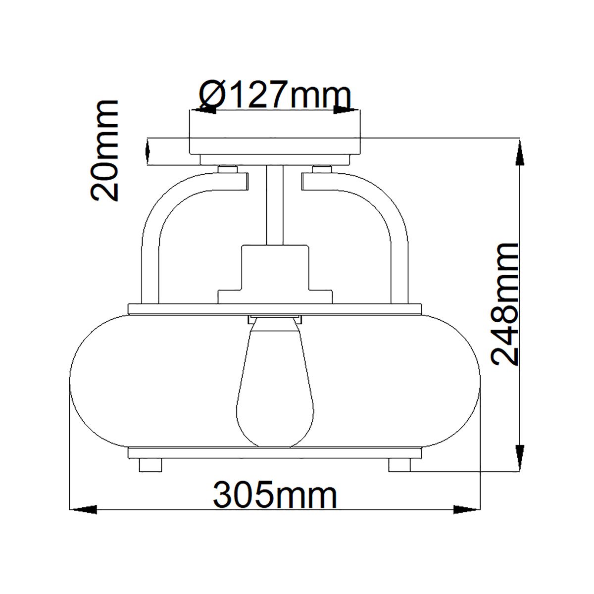 Trilogy Brushed Nickel Semi-Flush Ceiling Light with Seeded Glass Shade