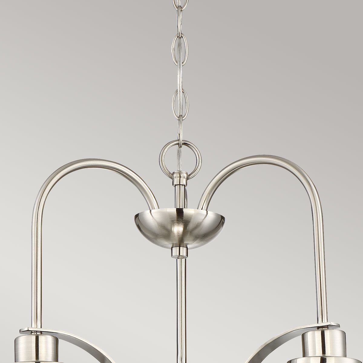 Trilogy Three-Light Vintage Chandelier in Brushed Nickel with Seeded Glass Shades