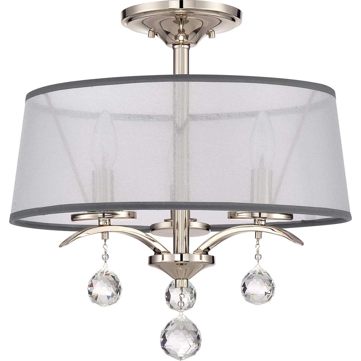 Sophisticated Whitney 3-Light Semi Flush/Pendant in Imperial Silver