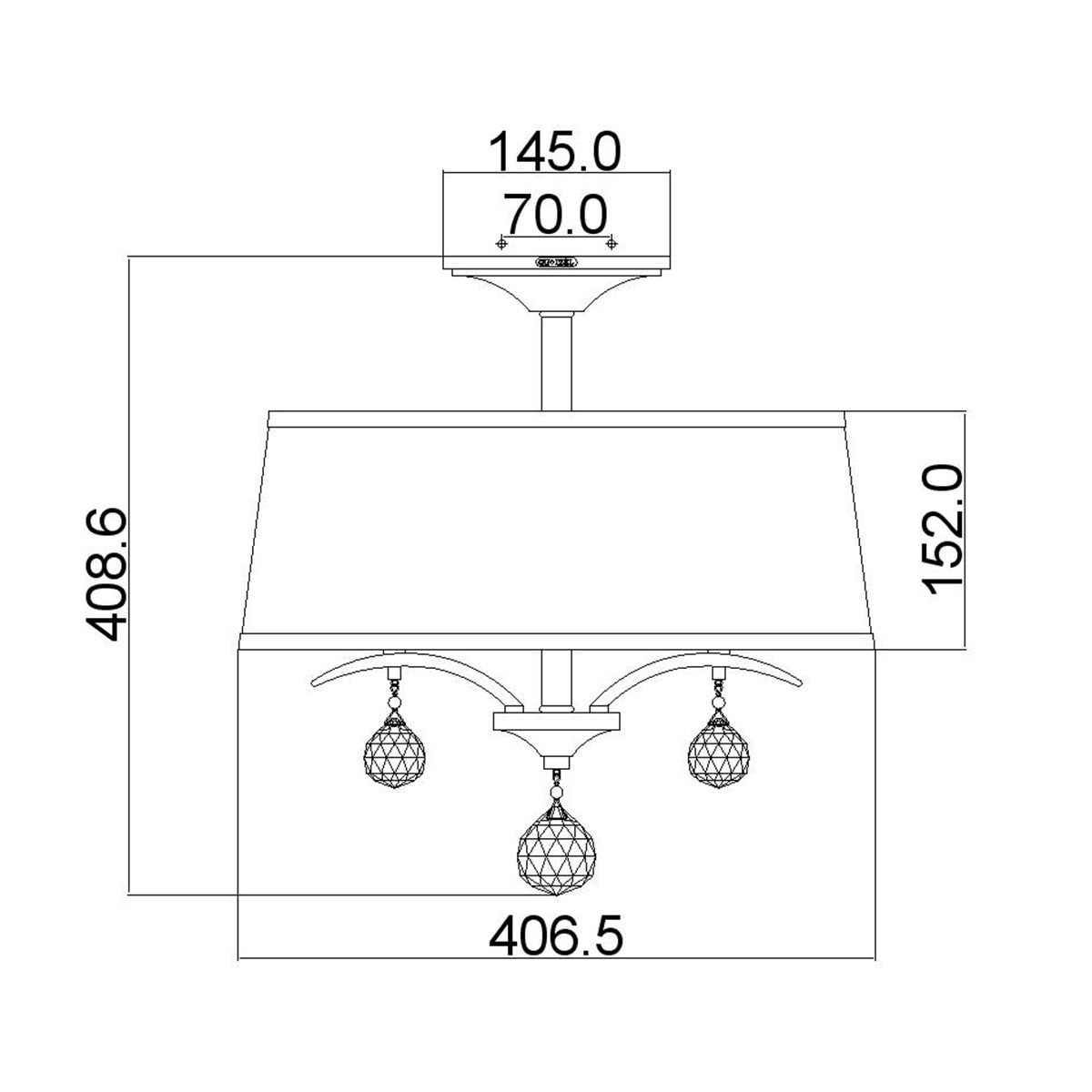 Sophisticated Whitney 3-Light Semi Flush/Pendant in Imperial Silver