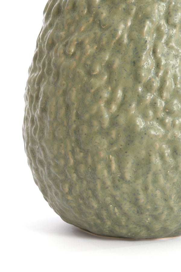 Olive Green Avocado-Shaped Ceramic Vase - 22.5x22x29.5 cm