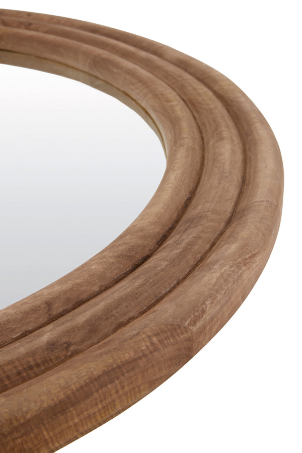 Round Florion Brown Wooden Mirror - 100 cm Diameter