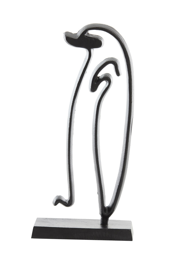 Elegant Black Penguin Sculpture on Base, 18x8x47 cm