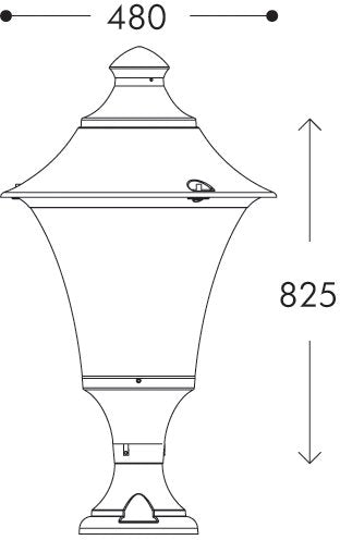 Remo 400 New Lot 50W E27 HighPower LED 4000K Assembled, Modern Pedestal Lantern, Black/Clear