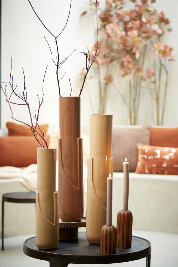 Elegant Tall Terra-Brown Vase Ø13x64 cm - Asego Shiny Design