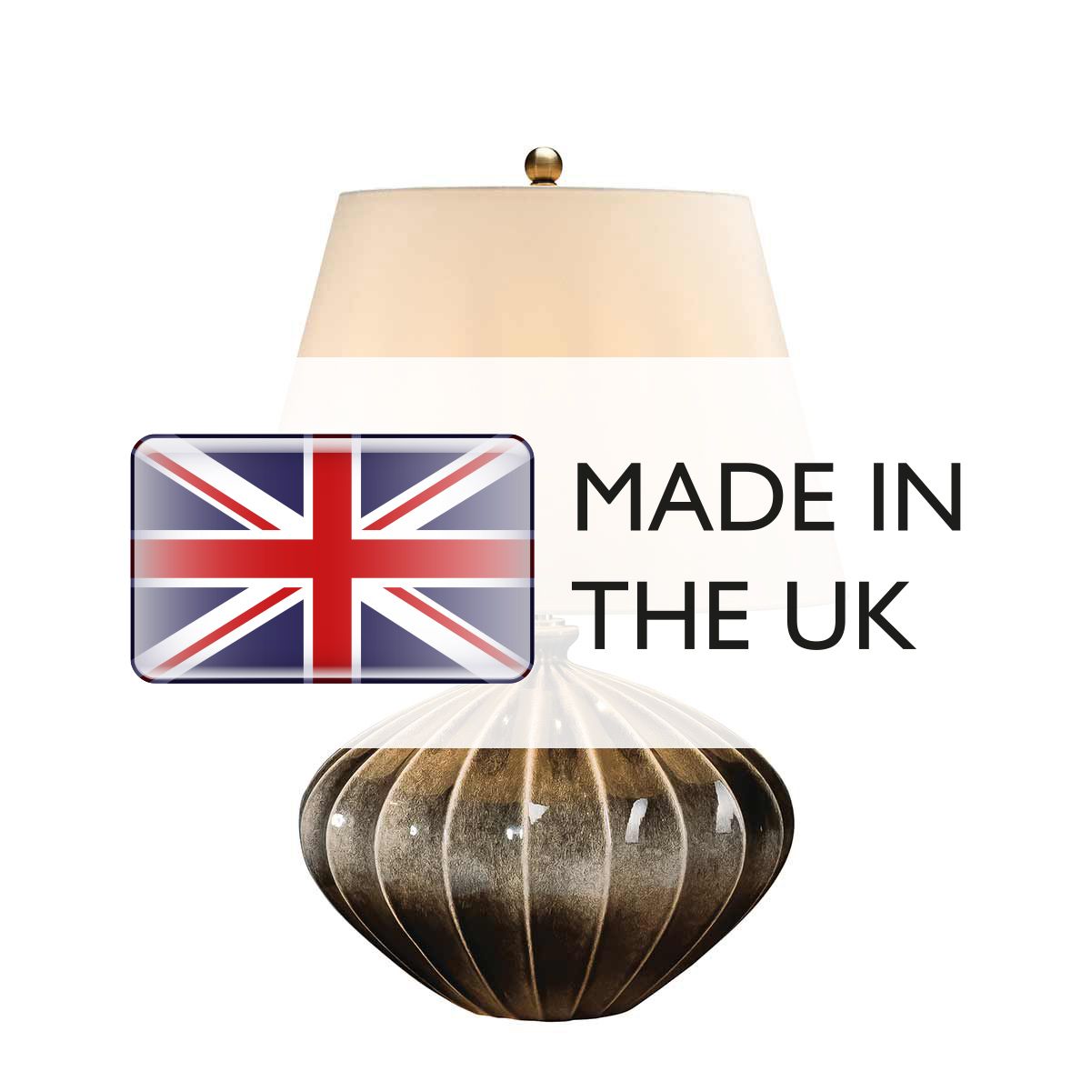 Elegant Ribbed Porcelain Pumpkin Lamp with Cream Empire Shade