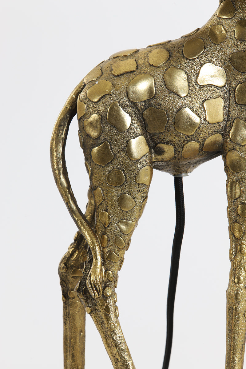 Giraffe-Themed Bronze Table Lamp with Black Velvet Shade, 28x20x68 cm