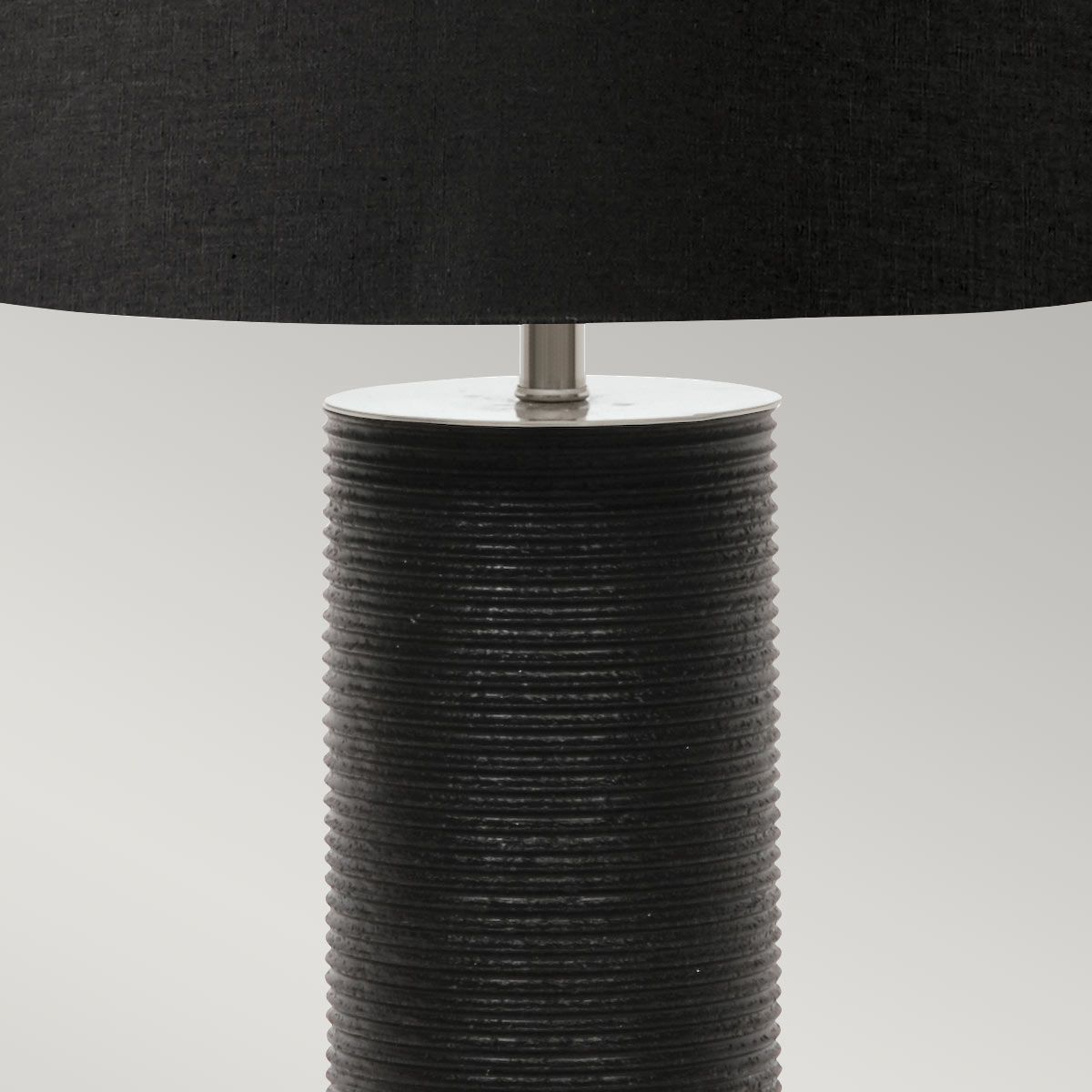 Ripple Black Porcelain Table Lamp with Polished Nickel Accents