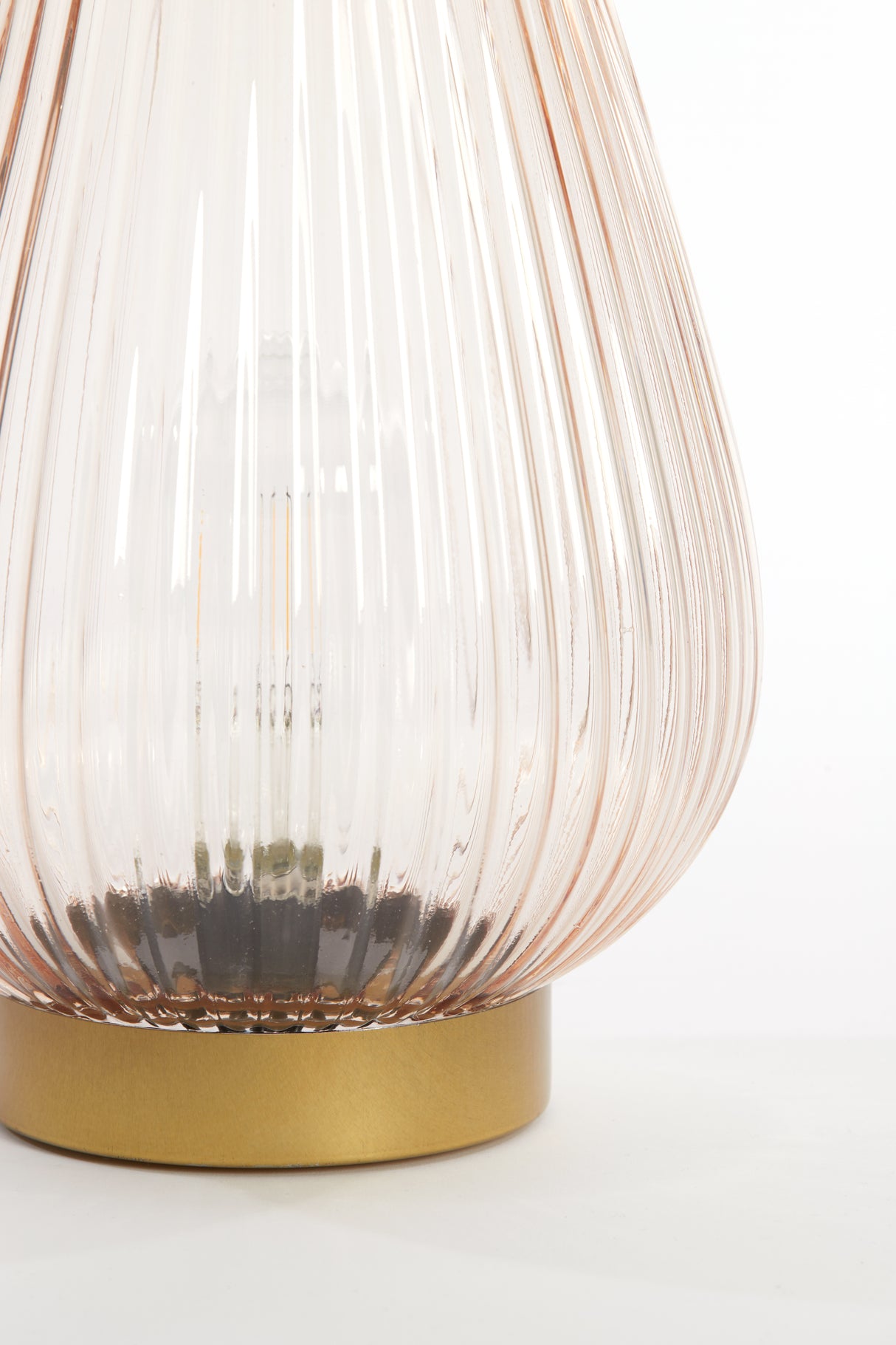Elegant Peach & Gold LED Glass Table Lamp Ø21x28 cm