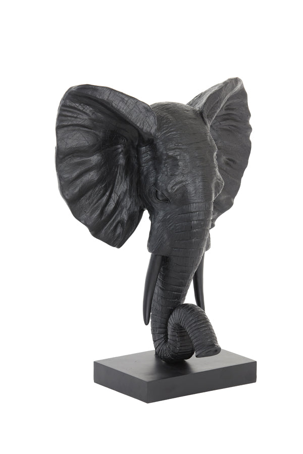 Elephant Sculpture - Matte Black 38.5x19.5x49 cm