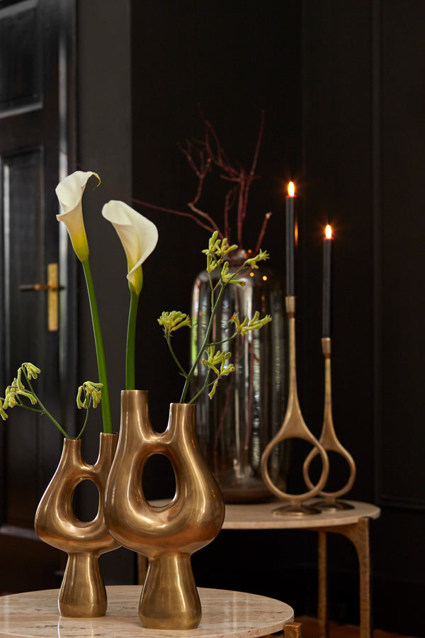 Antique Bronze Candle Holder - 13x46 cm Vintage Elegance