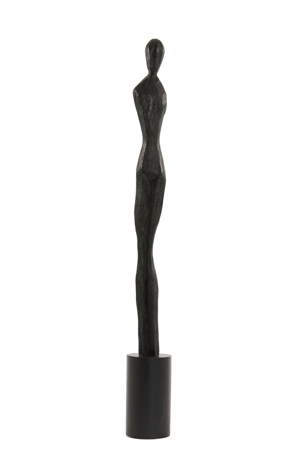 Title: Elegance in Ebony: 9.5x9.5x90 cm Matte Black Wood Sculpture