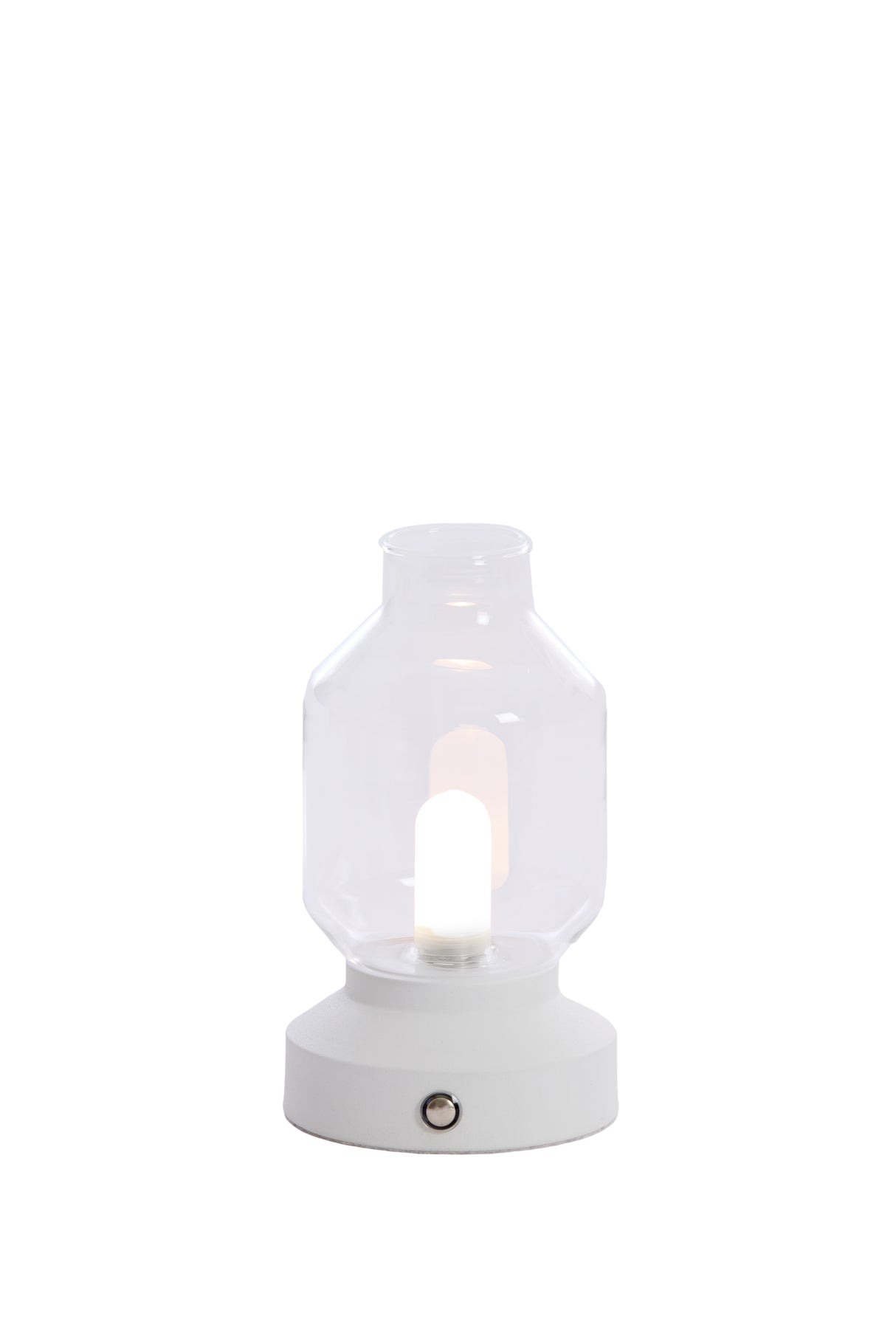 Elegant Merey Clear Glass and Cream LED Table Lamp - Ø11x19 cm