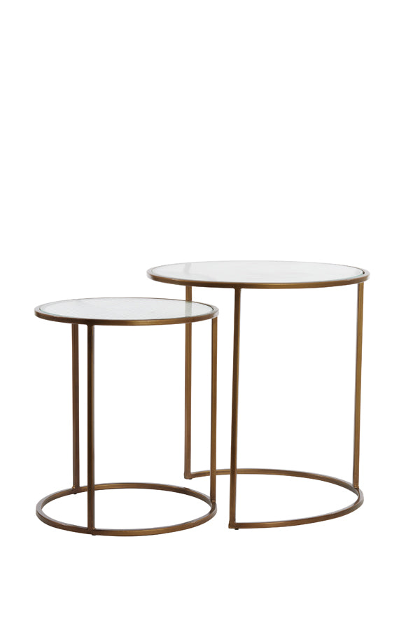 Elegant Nesting Glass and Gold Side Tables Set of 2 - Ø40x45 & Ø50x52 cm