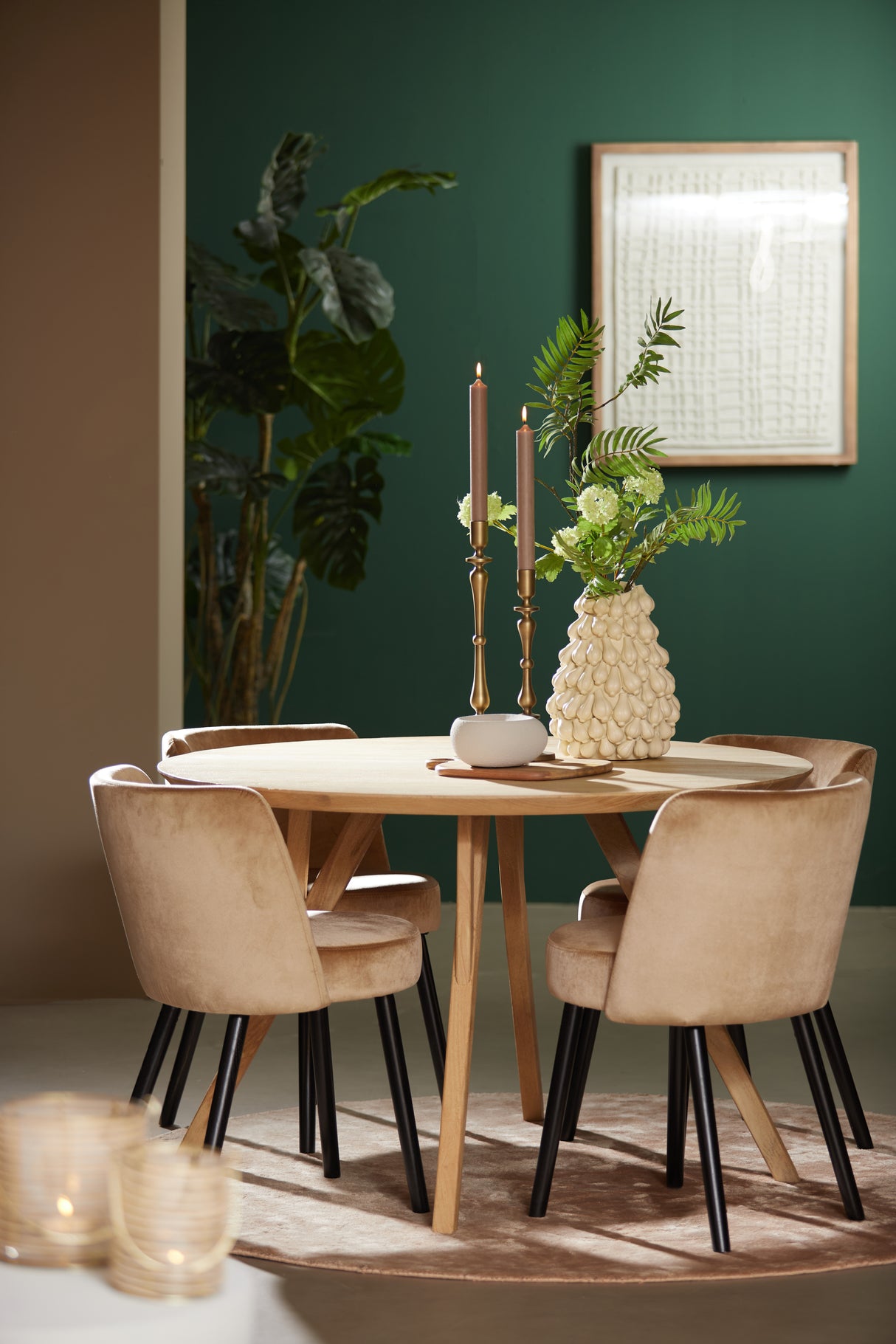 Garlic Cream Decorative Vase - 27x26.5x33 cm