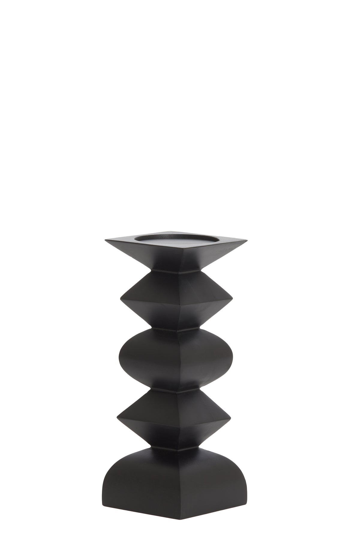 Alverca Wooden Candle Holder - Matte Black, Ø10.5x26 cm