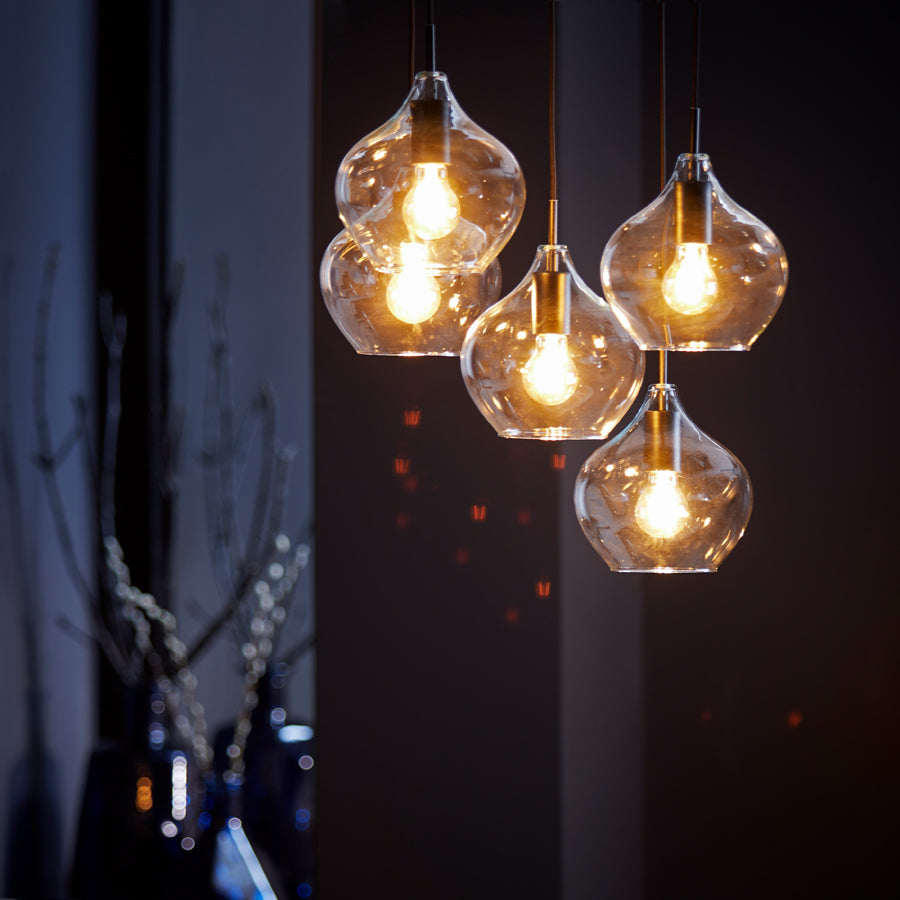 Elegant 5-Light Chandelier Ø61x66 cm Rakel - Matte Black & Clear Glass