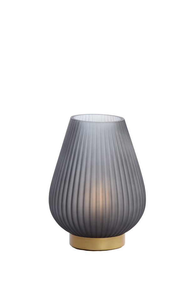 Contemporary Glass LED Table Lamp with Matte Grey & Gold Finish