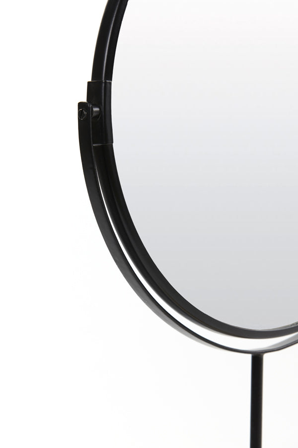 Contemporary Travertine Sand-Black Base Mirror 32.5x12.5x49 cm