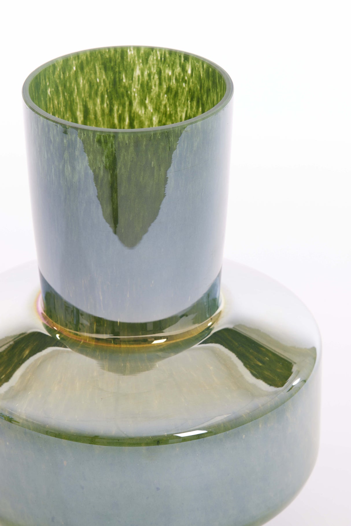 Elegant Dark Green Glass Vase Ø23.5x29.5 cm with Lustrous Finish
