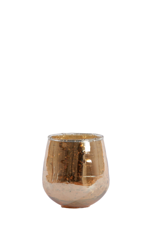 Gleaming Silver and Gold Stone Finish Tealight Holder, 10x10 cm